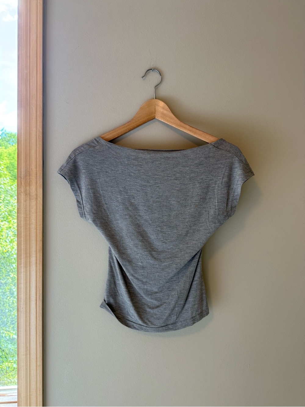 Grey Women's Boatneck Short Sleeve With Open Back Top